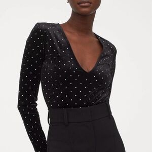 NWOT • H&M Black Rhinestone Studded Bodysuit